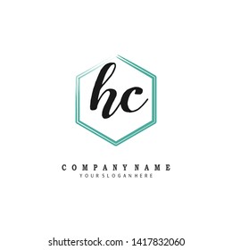 initials letter HC handwriting logo vector template