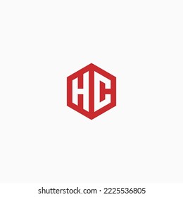 initials letter hc hexagon logo design vector illustration template