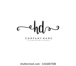 initials letter HD handwriting logo vector template