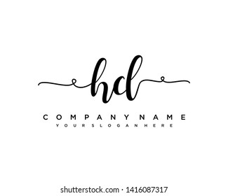 initials letter HD handwriting logo vector template