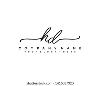 initials letter HD handwriting logo vector template