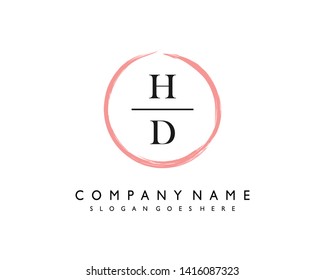 initials letter HD handwriting logo vector template