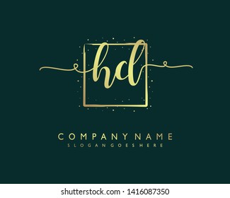 initials letter HD handwriting logo vector template