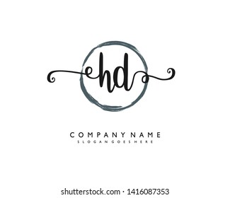 initials letter HD handwriting logo vector template