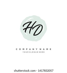 initials letter HD handwriting logo vector template