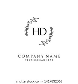 initials letter HD handwriting logo vector template