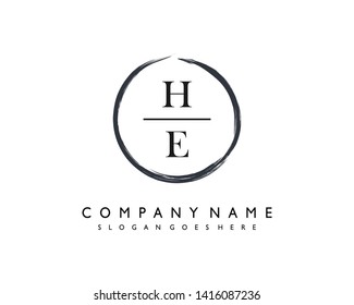 initials letter HE handwriting logo vector template