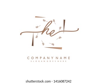 initials letter HE handwriting logo vector template