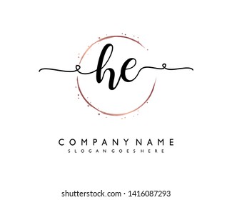 initials letter HE handwriting logo vector template