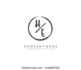 initials letter HE handwriting logo vector template
