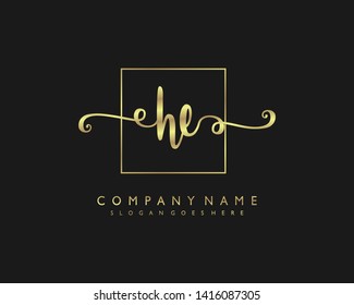 initials letter HE handwriting logo vector template