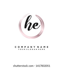 initials letter HE handwriting logo vector template