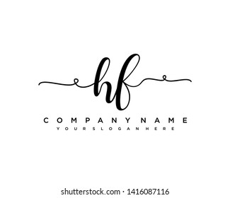 initials letter HF handwriting logo vector template