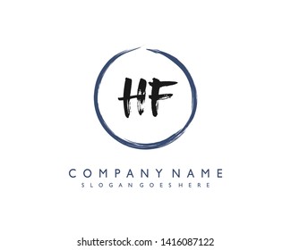 initials letter HF handwriting logo vector template