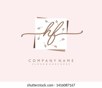 initials letter HF handwriting logo vector template