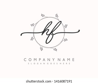 initials letter HF handwriting logo vector template