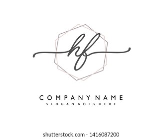 initials letter HF handwriting logo vector template
