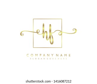 initials letter HF handwriting logo vector template