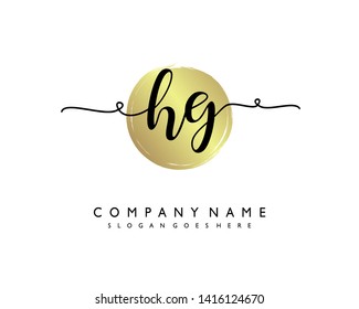 initials letter HG handwriting logo vector template