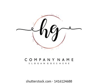initials letter HG handwriting logo vector template