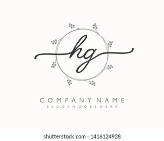 initials letter HG handwriting logo vector template