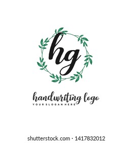 initials letter HG handwriting logo vector template