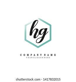 initials letter HG handwriting logo vector template