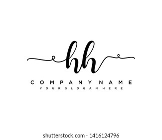 initials letter HH handwriting logo vector template