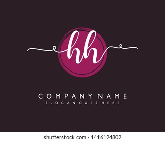 initials letter HH handwriting logo vector template