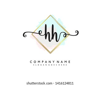 initials letter HH handwriting logo vector template
