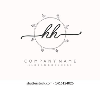 initials letter HH handwriting logo vector template