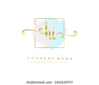 initials letter HI handwriting logo vector template