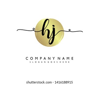 initials letter HJ handwriting logo vector template