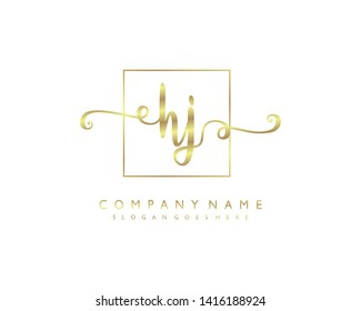 initials letter HJ handwriting logo vector template