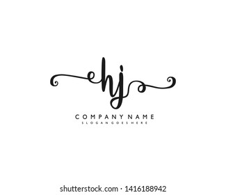 initials letter HJ handwriting logo vector template