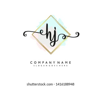 initials letter HJ handwriting logo vector template