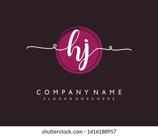 initials letter HJ handwriting logo vector template