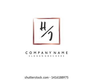 initials letter HJ handwriting logo vector template