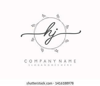 initials letter HJ handwriting logo vector template