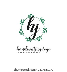 initials letter HJ handwriting logo vector template
