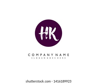 initials letter HK handwriting logo vector template