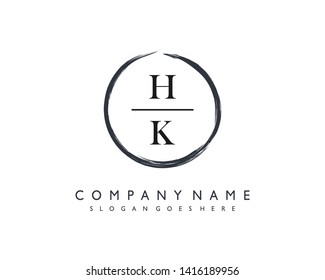 initials letter HK handwriting logo vector template