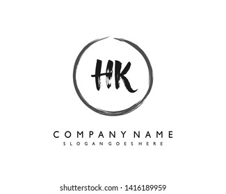 initials letter HK handwriting logo vector template