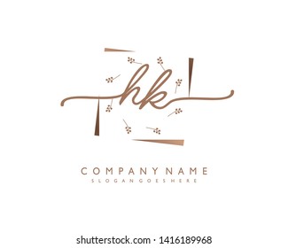initials letter HK handwriting logo vector template