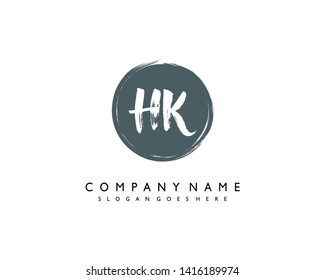 initials letter HK handwriting logo vector template