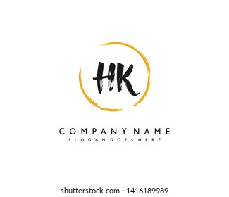 initials letter HK handwriting logo vector template