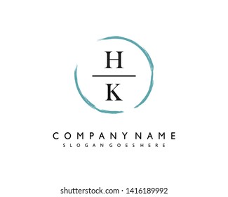 initials letter HK handwriting logo vector template