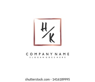 initials letter HK handwriting logo vector template