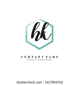 initials letter HK handwriting logo vector template