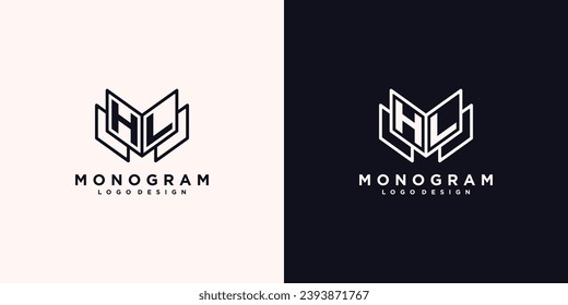 Initials letter HL book study monogram icon line art design vector illustration